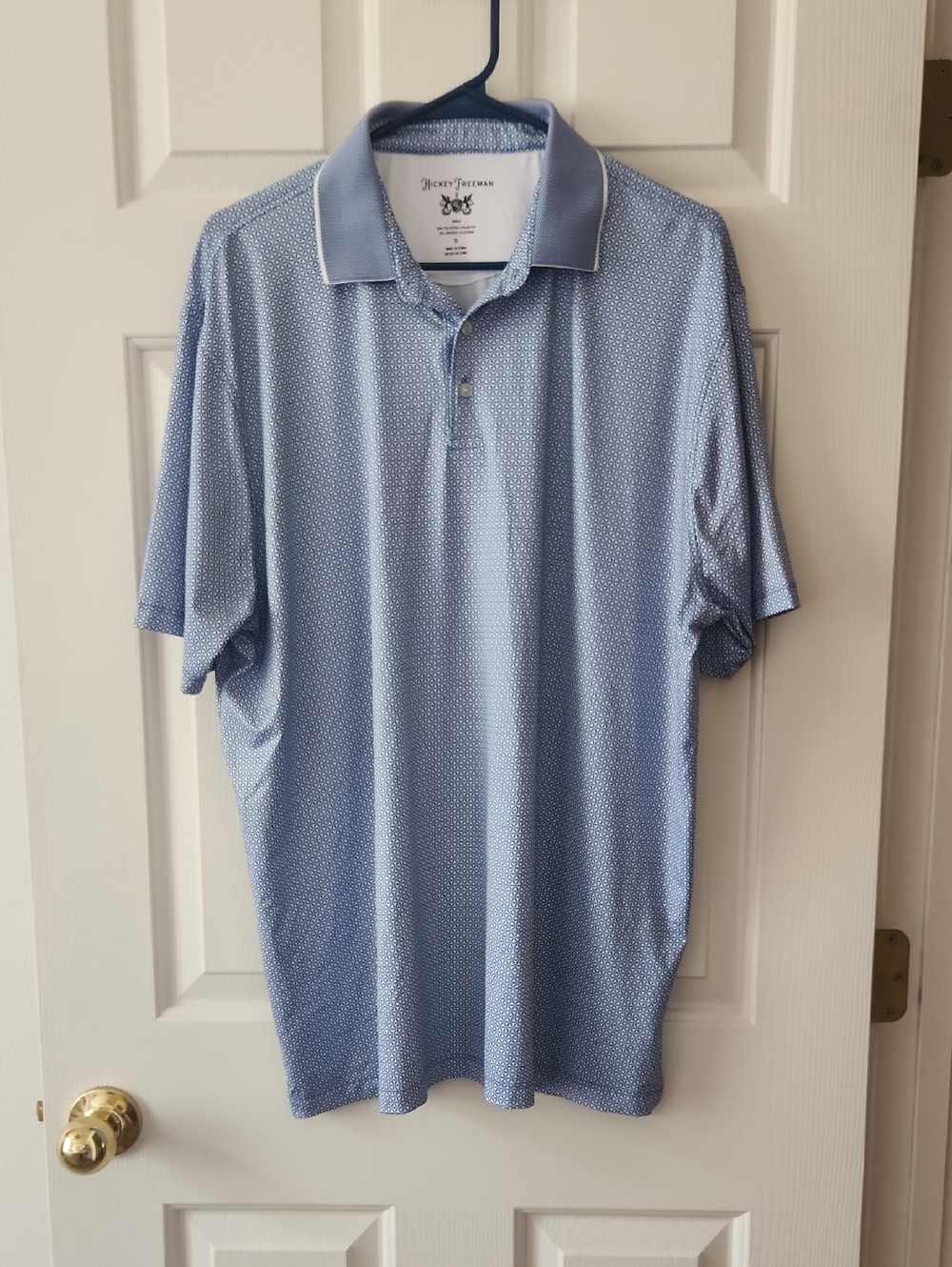 Hickey Freeman Blue/White Patterned Polo